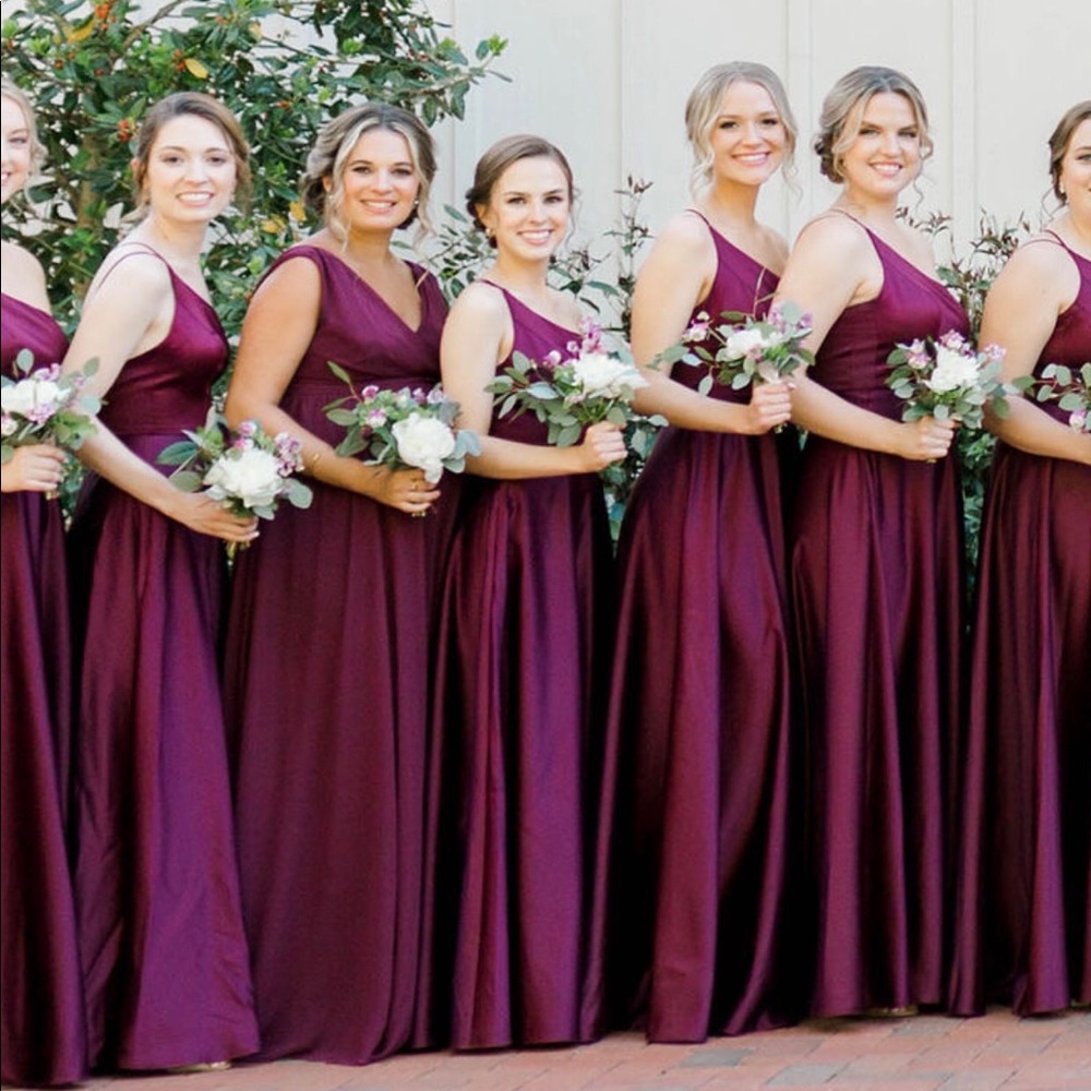 David’s Bridal One-Shoulder Satin A-Line Bridesmaid Dress